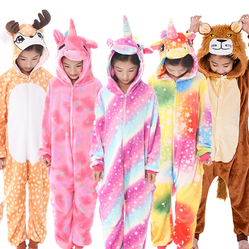 Kigurumi Onesie Kids Unicorn Pajamas For Children Animal Cartoon Blanket Sleepers Baby Costume Winter Boy Girl Licorne Jumspuit