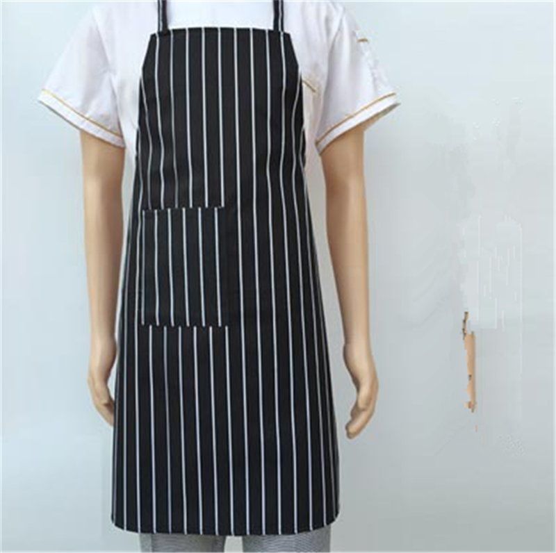 Adjustable Half-length Adult Apron Striped Hotel Restaurant Chef Waiter Apron Kitchen Cook Apron With 2 Pockets 40