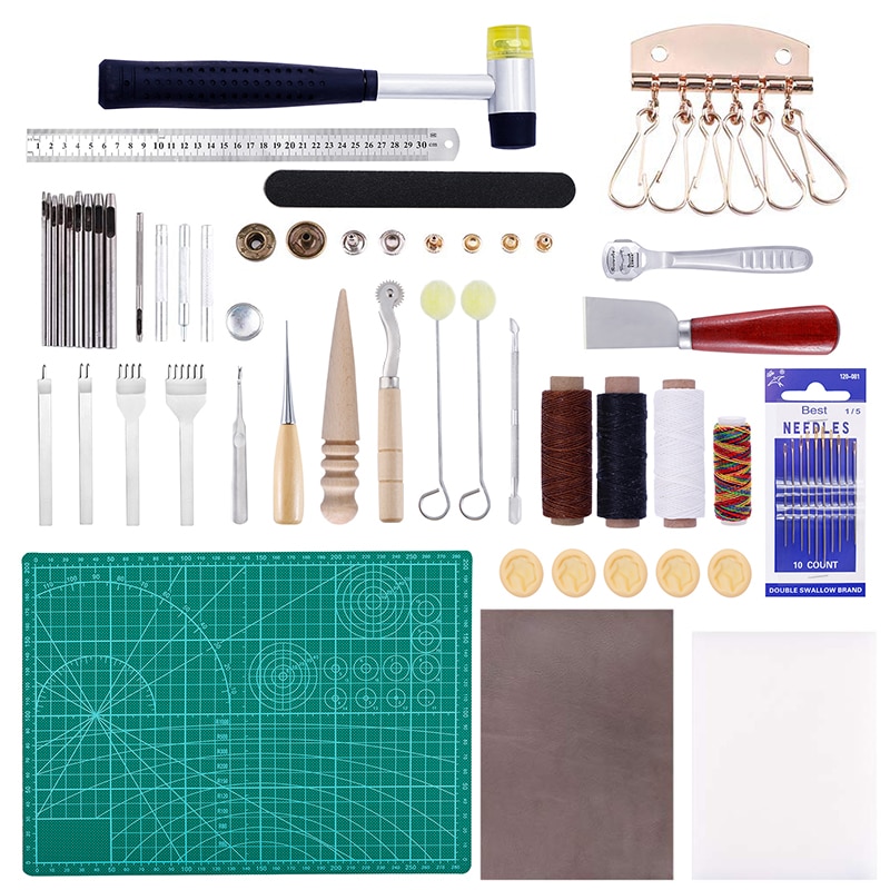 Professional Leather Craft Tools Kit Hand Sewing Stitching Punch Carving Work Saddle Leather craft Accessories