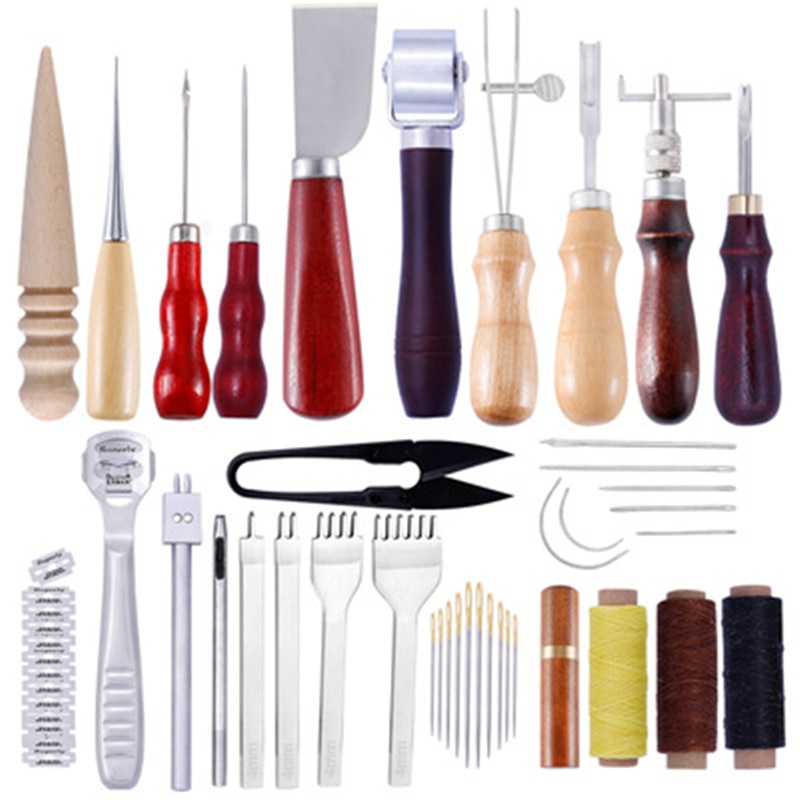 Professional Leather Craft Tools Kit Hand Sewing Stitching Punch Carving Work Saddle Leather craft Accessories
