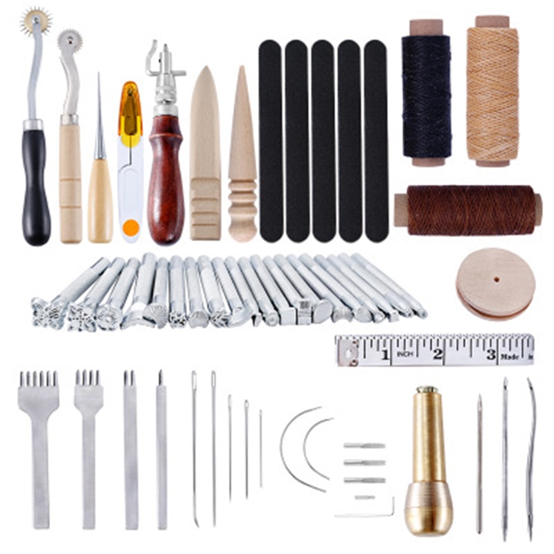 Professional Leather Craft Tools Kit Hand Sewing Stitching Punch Carving Work Saddle Leather craft Accessories